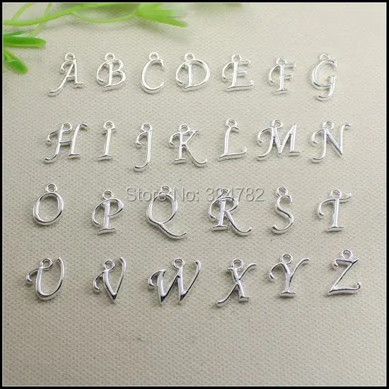 

260pcs silver plated Metal Alphabet Letter / A-Z Letters Pendants European beads fit Bracelet / Necklaces jewelry findings