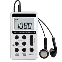 AM FM портативное карманное радио, мини Цифровая настройка стерео с перезаряжаемые батарея и наушники для ходьбы/бег/тренажерный зал/Кемпинг