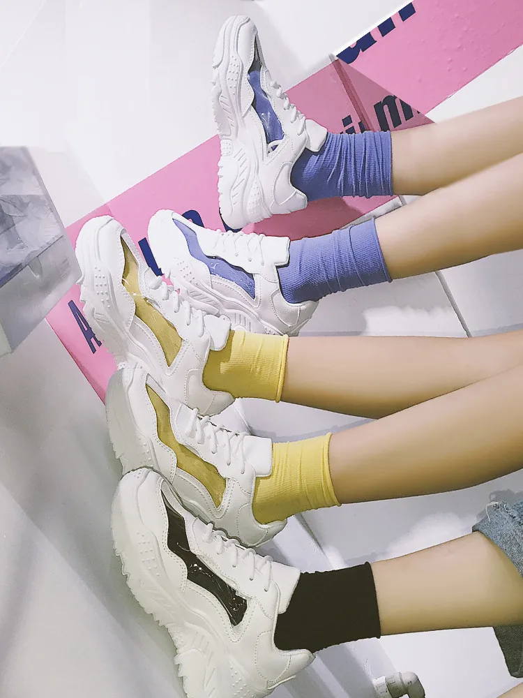 À jaune Clair Talons lavande Épaisses Chaussures blanc vert Tendance Nouveau Chaussettes Rose Gelée Hauts Sport De Semelles Harajuku rouge Occasionnels 2018 Chaussures Mode Envoyer Style Hq7S8vxB