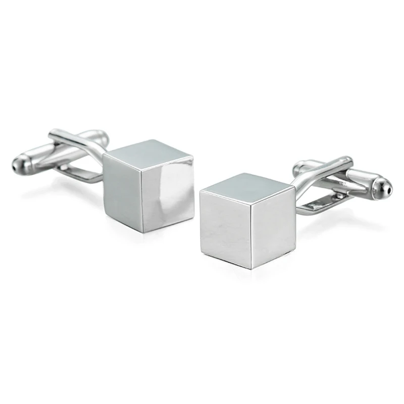 New high quality brass silvery cube Cufflinks French fashion men Cufflinks Wedding Dress Accessories