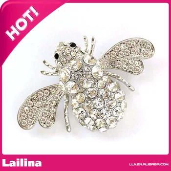Online Bumble Bee Brooch Large Crystal Silver Bee Broach Pin Rhinestone Insect Brooch Bumble Bee DIY Jewelry Broach Bouquet Brooches