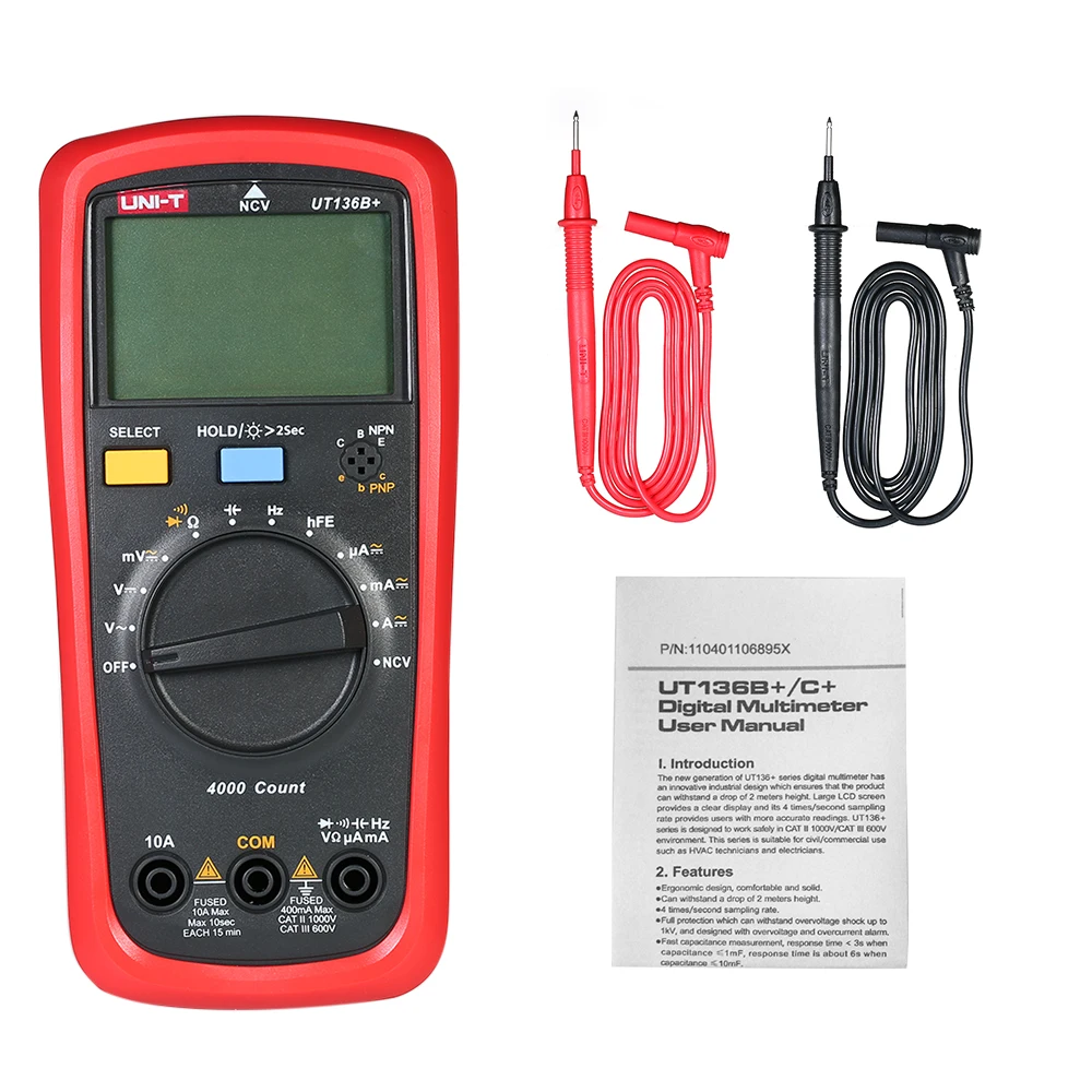 

Digital Multimeter DC/AC Voltage Current Meter NCV Capacitance Resistance Diode Tester multimetro Voltmeter Ammeter LCD UT136B+
