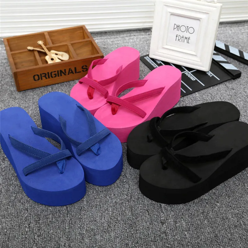 

Fashion Women's Bohemia Floral Beach Sandals Women Wedge Platform Thongs Slippers Flip Flops