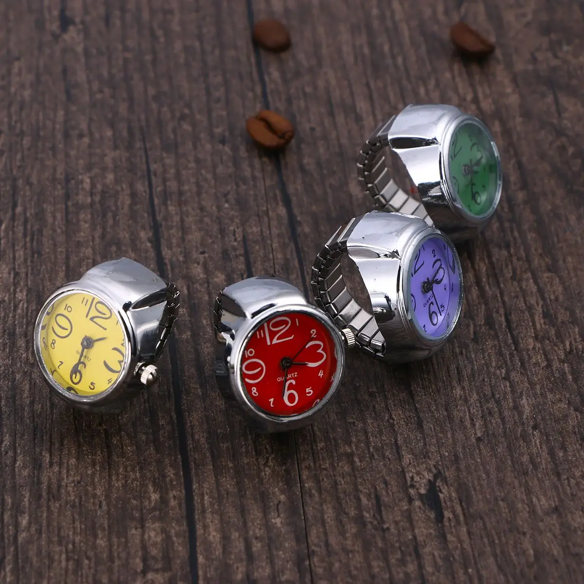 

Unisex Ring Watch Creative Elastic Stainless Steel Finger Watch Quartz Watch for Men Women Couple(Purple)