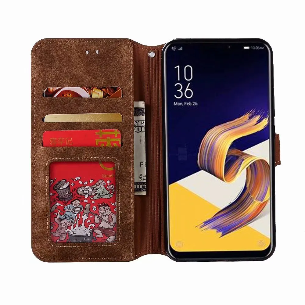 

Luxury Vintage Matte Leather Cover Case for Asus Zenfone 5Z ZS620KL / 5 ZE620KL Case Full Protective Cover