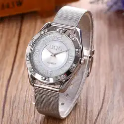 Reloj Mujer Новый модный бренд для женщин часы Роскошный Золотой металлической сеткой кварцевые часы дамы повседневное кристалл платье