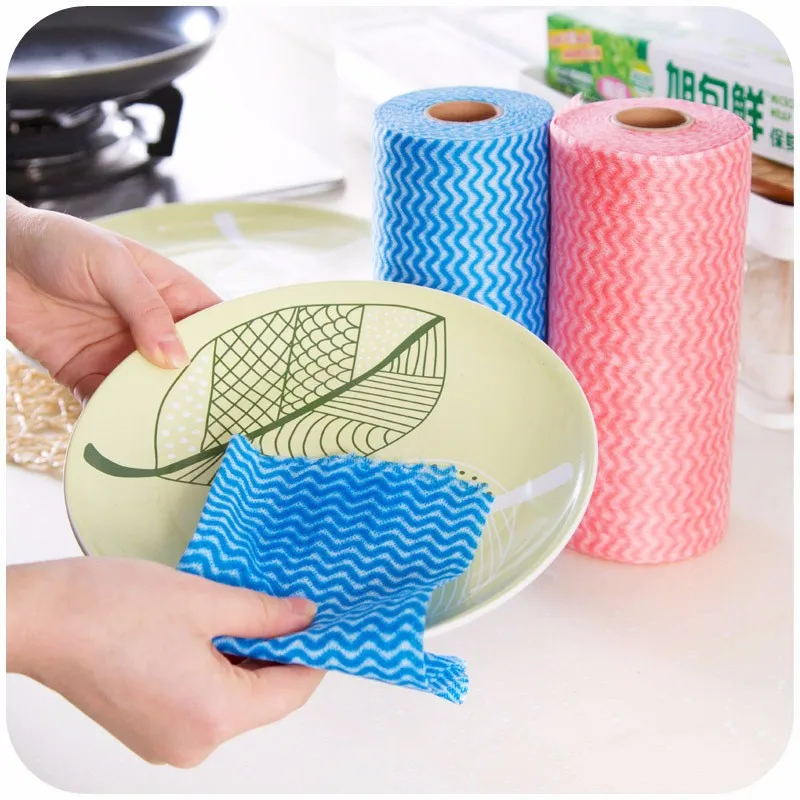 

Roll of 50Pcs Multipurpose Non-woven Fabric Nonstick Wiping Rags House Cleaning Cloth Kitchen Dish Dishcloth Cleaning Tools