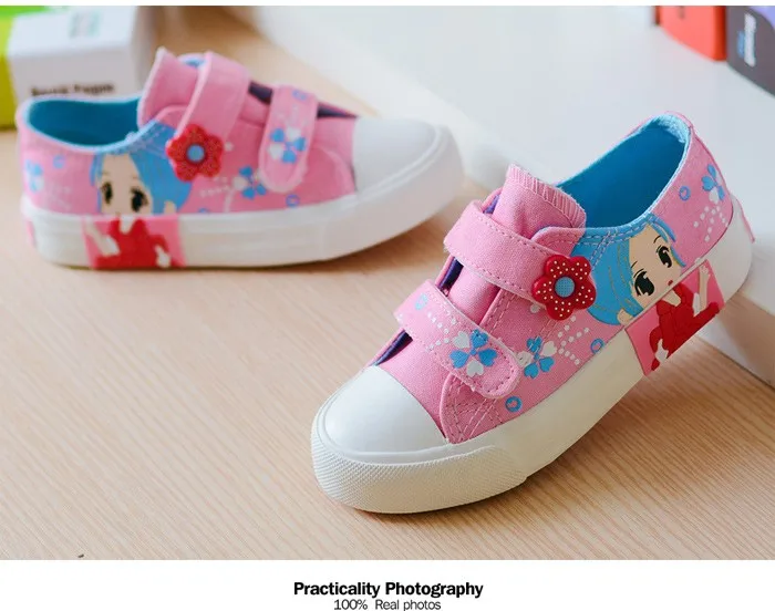 2016 New  Fashion Princess Girls Shoes Canvas Rubber Children Shoes Autumn Spring Pink Rose White Cute Cartoon Girls Sneakers 462s (3)