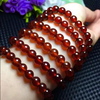 

free shipping 7.5mm Natural Exquisite Orange Red Garnet Single Bracelet