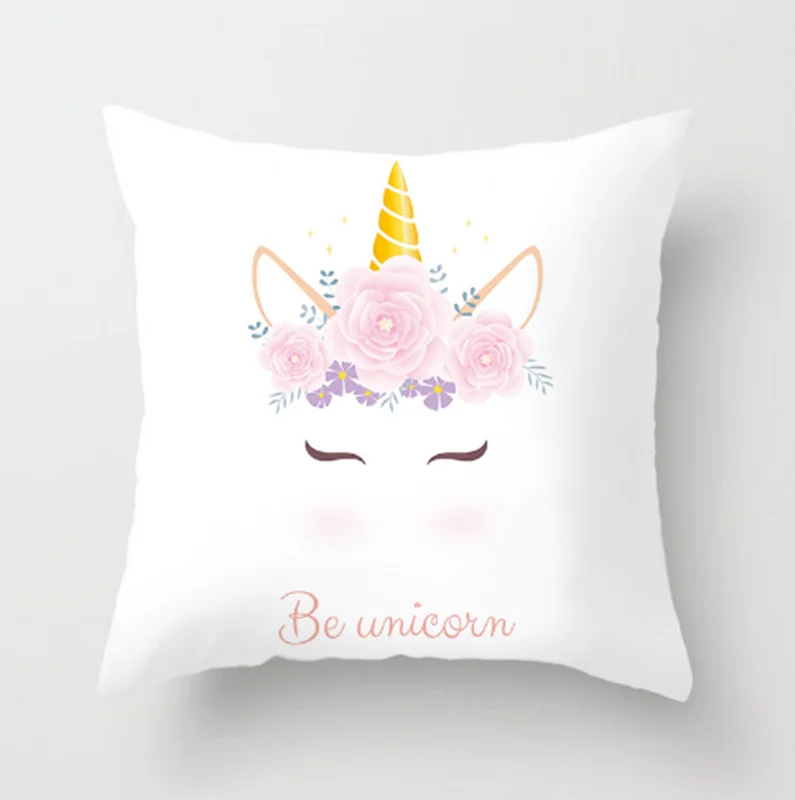 

Cartoon Flamingo Unicorn Throw Pillow Case Home Bedroom Soft Square Cushion Cover Office Car Sofa Decorative Pillowcase