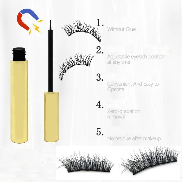 

NEW Magnetic Liquid Eyeliner & 3d mink Five Magnetic False Eyelashes Set