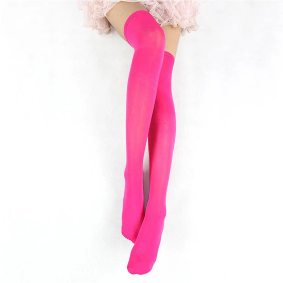 Для женщин сексуальные чулки выше колена колготки Симпатичные конфеты Цвета Мода бархатные чулки высотой до бедра чулки