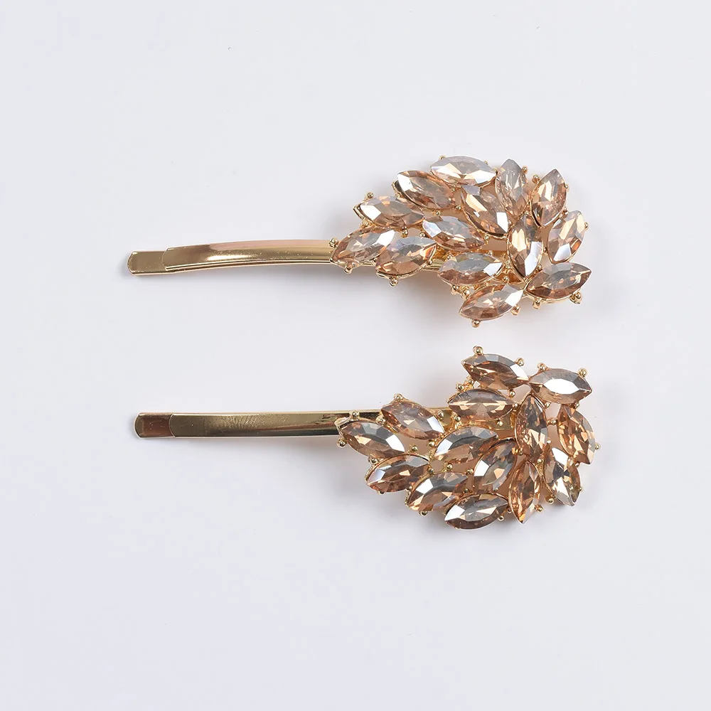 

2pcs Colorful Crystal Flowers Za Hair Clip Women's Hairpins Hair Jewelry Accessories Female Barrettes Head Wear Hair Clip 2019