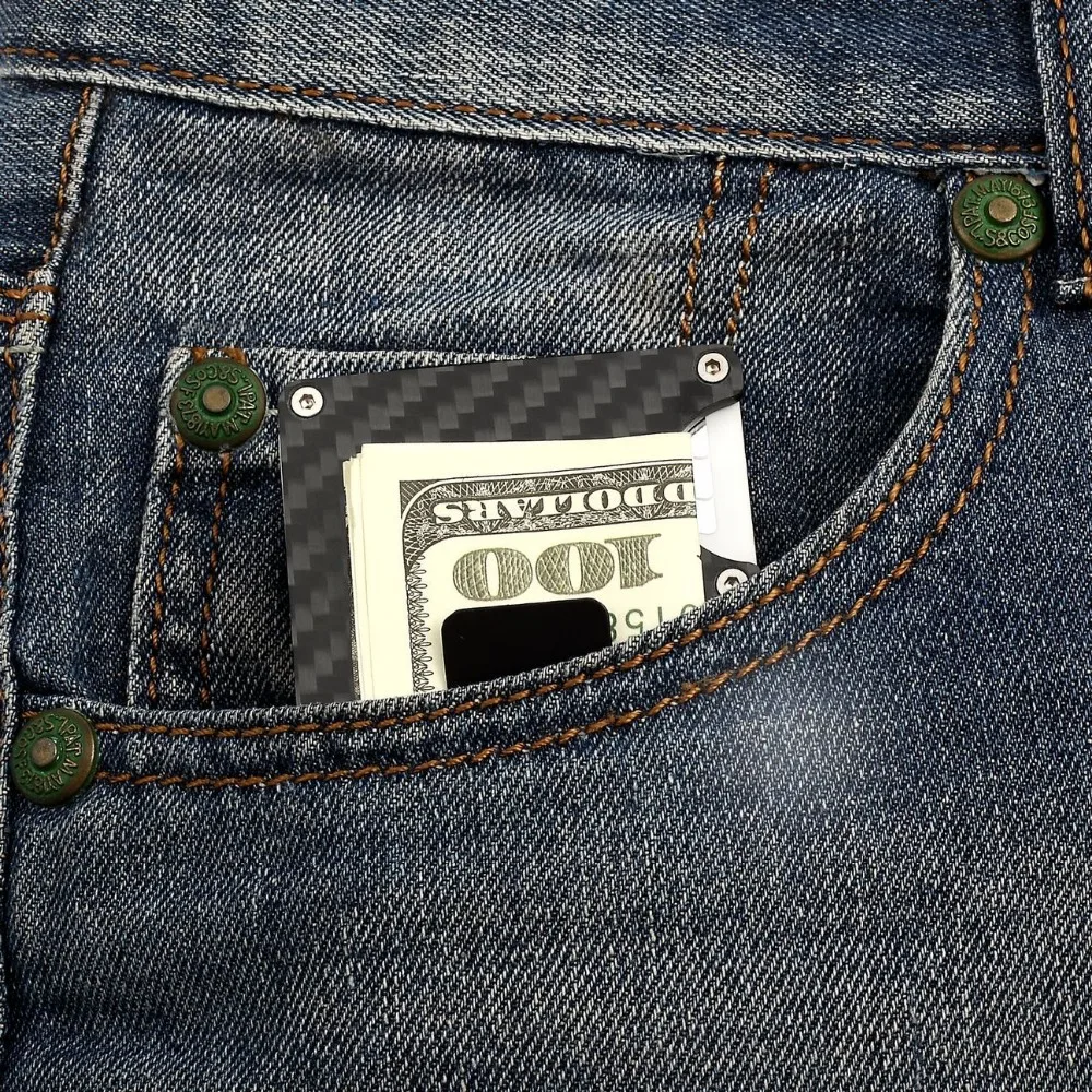 RFID блокирующий тонкий кошелек из углеродного волокна металлический кредитный держатель для карт анти-сканирующая карта рукав Самозащита защита поставки