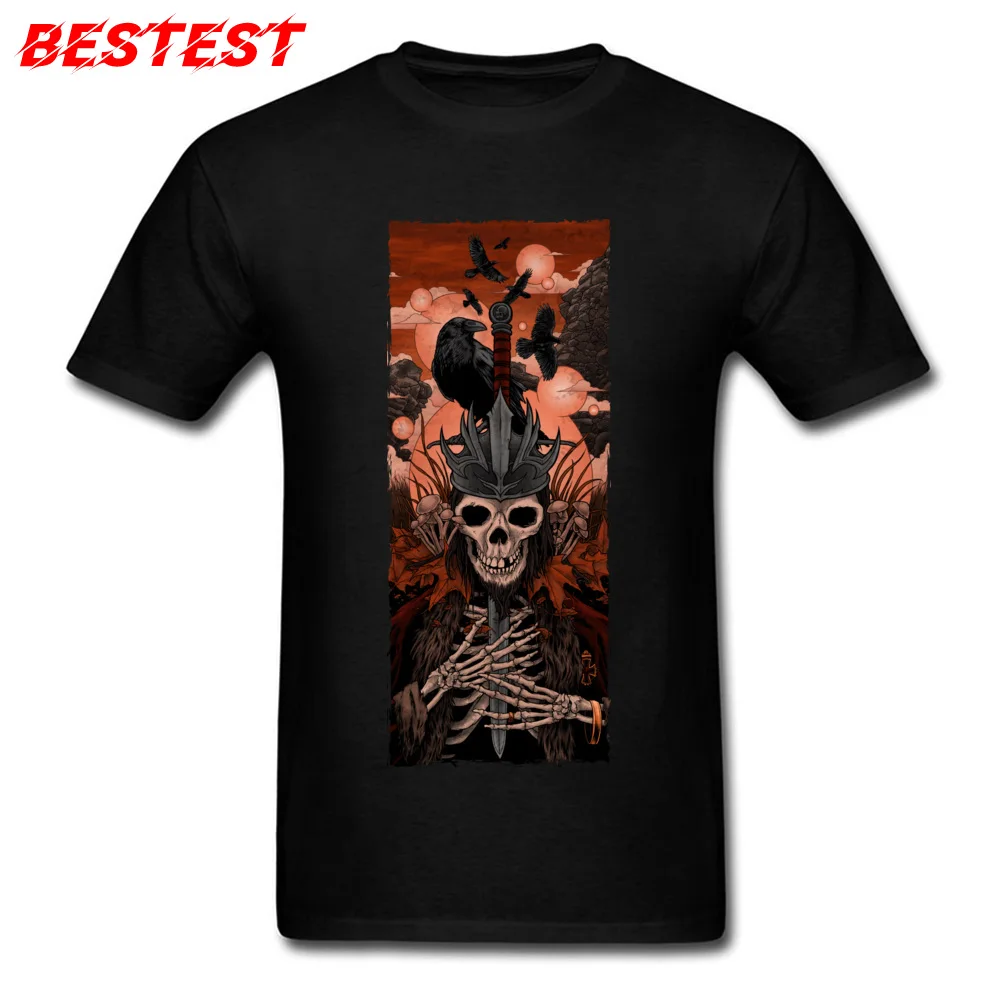 Футболка с черепом футболка для мужчин тяжелой ложью короной Camisa короткий рукав