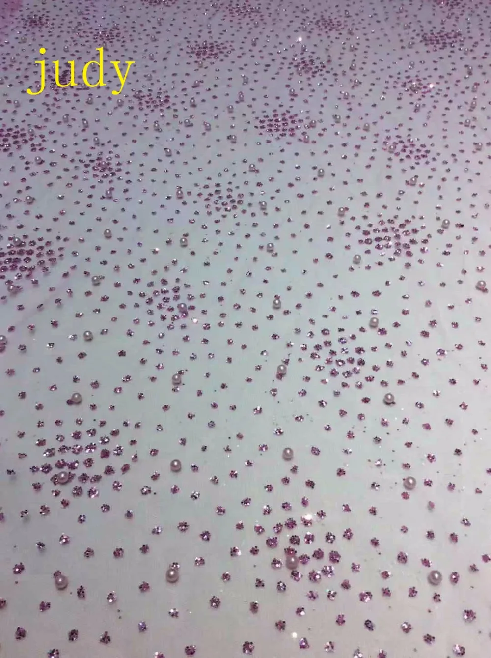 

stock 5yards/bag HL334 Purple powder mixed with speckled powder mesh and beads used for wedding dress fashion stage fabric