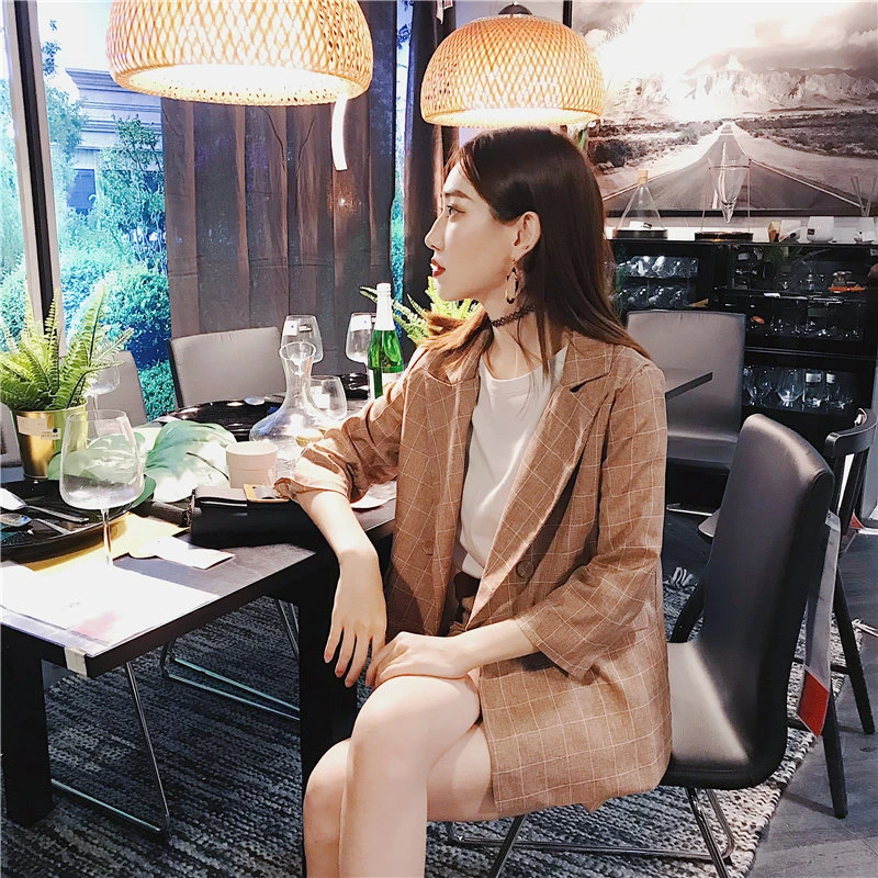 Hzirip Women Autumn Office Suit Sets Vintage Plaid Suit Short Pants Blazer Double Breasted Jacket&Trouser Work Lady 2 Pieces set Hzirip Women Autumn Office Suit Sets Vintage Plaid Suit Short Pants Blazer Double Breasted Jacket&Trouser Work Lady 2 Pieces set