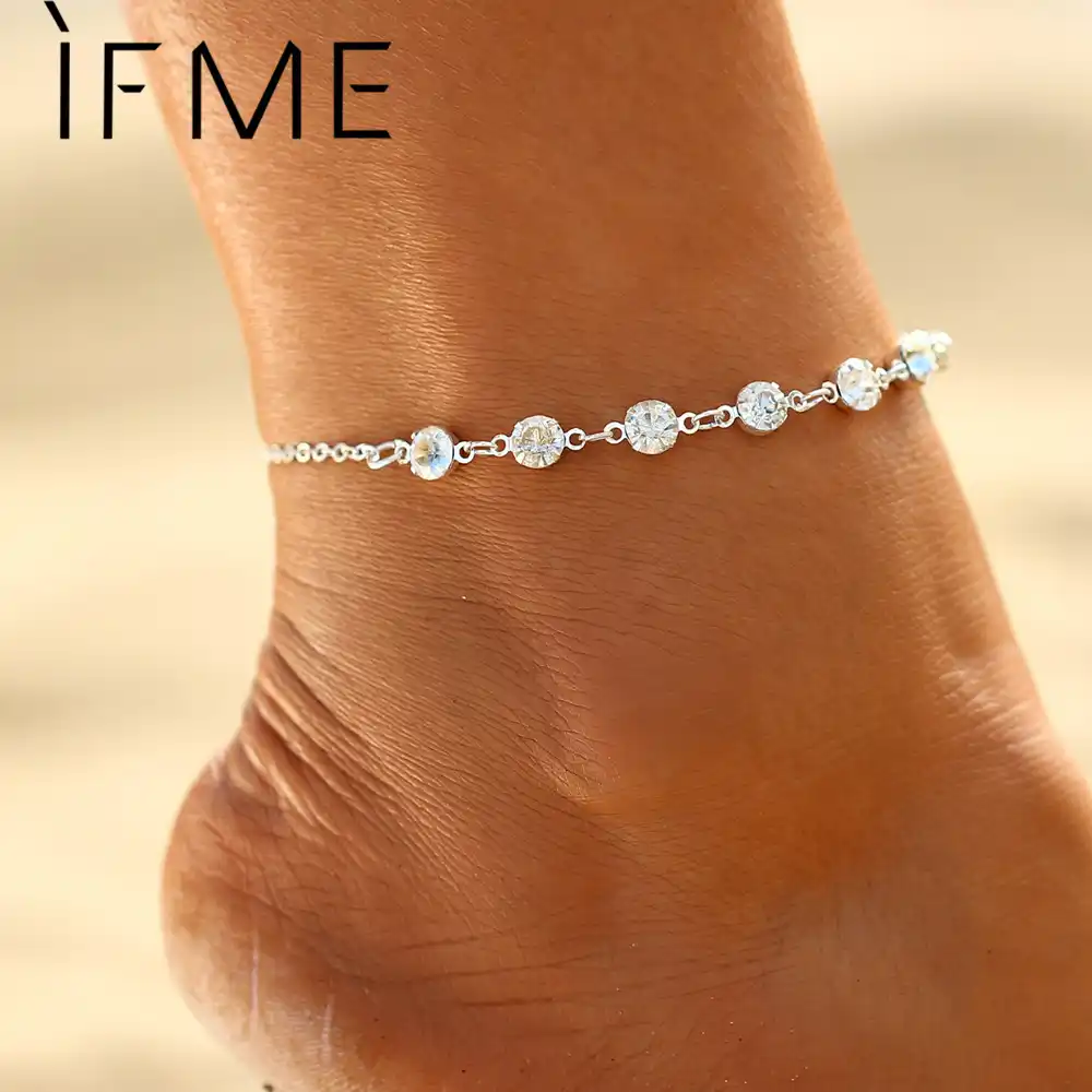 Topdo 1 Pcs Crystal Anklet Bracelet Simple Foot Ornament Women Ladies Chain Foot Jewelry Gifts