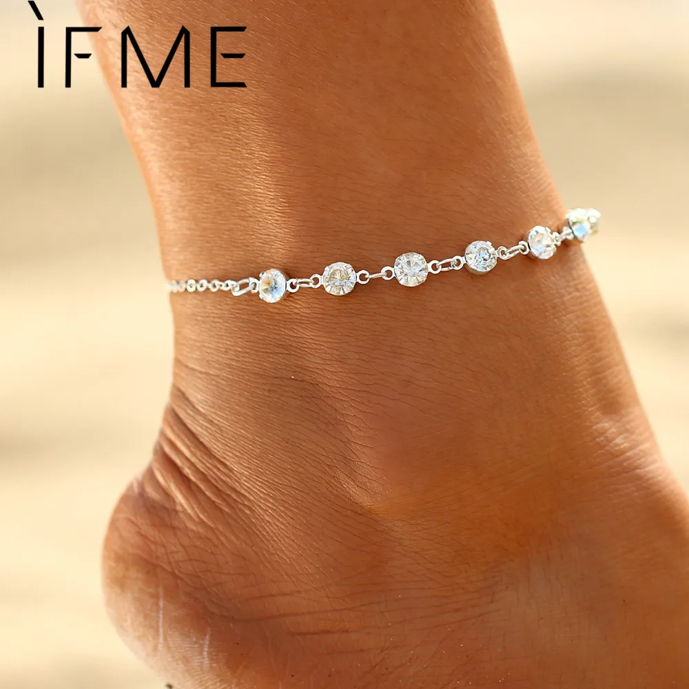 IF ME Fashion Silver Color Crystal Anklets for Women Beach Jewelry Bridal Barefoot Sandals Anklets Bracelets for Wedding Gift IF ME Fashion Silver Color Crystal Anklets for Women Beach Jewelry Bridal Barefoot Sandals Anklets Bracelets for Wedding Gift