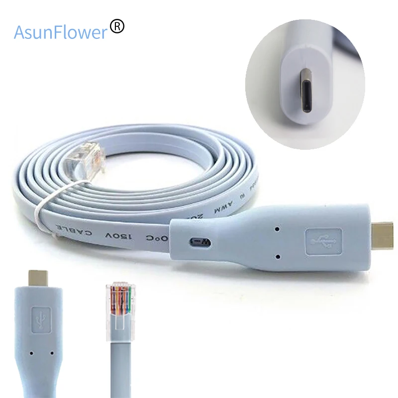 

100% Brand NEW USB Type C To RJ45 1.8M Cisco Console Cable FTDI FT232R chip+ RS232 Level Shifter USB 2.0 to RJ45 Extension Cable