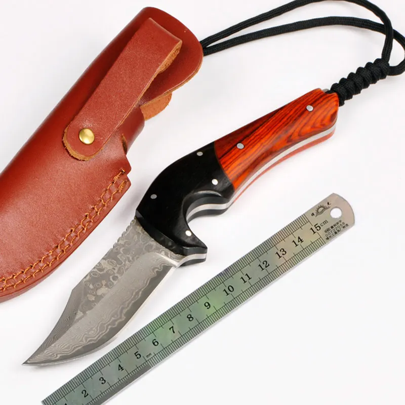 

High Quality Damascus steel blade hunting fixed knife utility tactical knife outdoor camping EDC tools survival knives