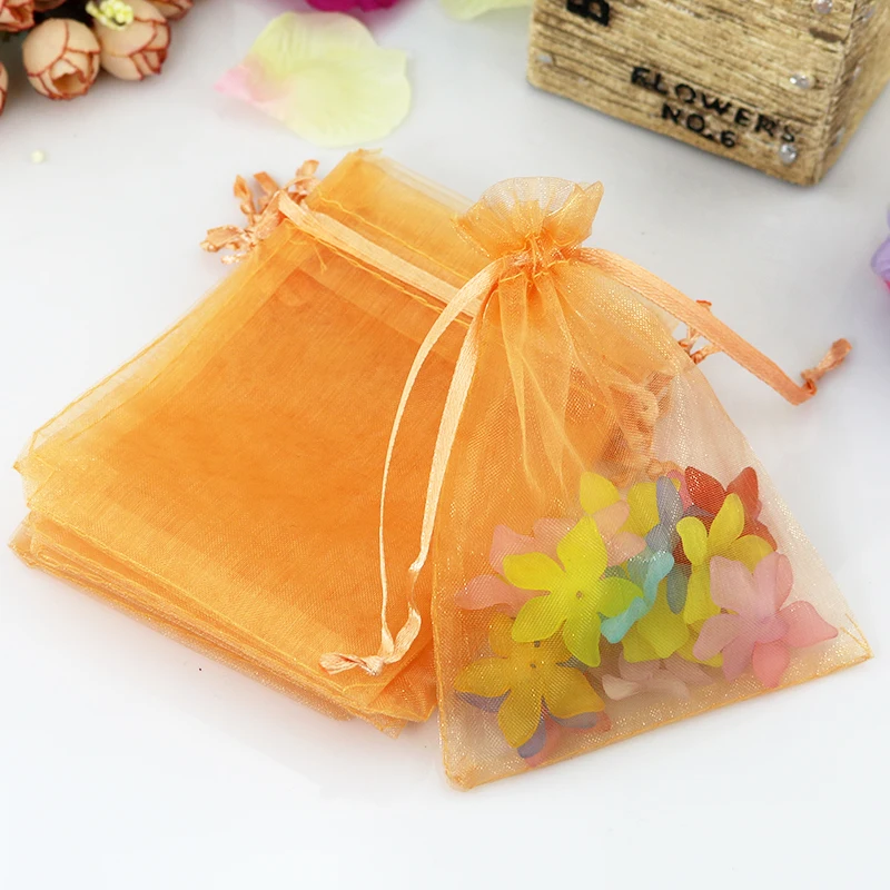 

2017 New 100pcs/lot Champagne Organza Bags 5x7cm Mini Jewelry Charm Gifts Packaging Bag Organza Drawstring Gift Bag Pouches
