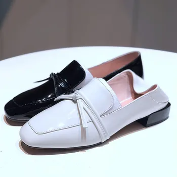 

MLJUESE 2019 women pumps cow leather autumn spring white color square toe high heels pumps lady shoes size 34-42