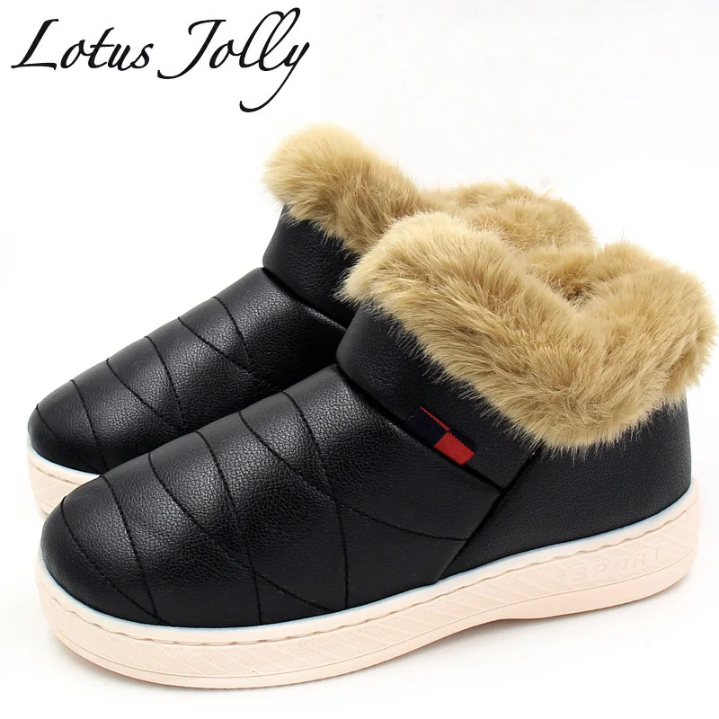 Women Snow Boots Winter Warm Fur Ankle Boots Couple Thick Sole Cotton Shoes Woman Flats Waterproof
