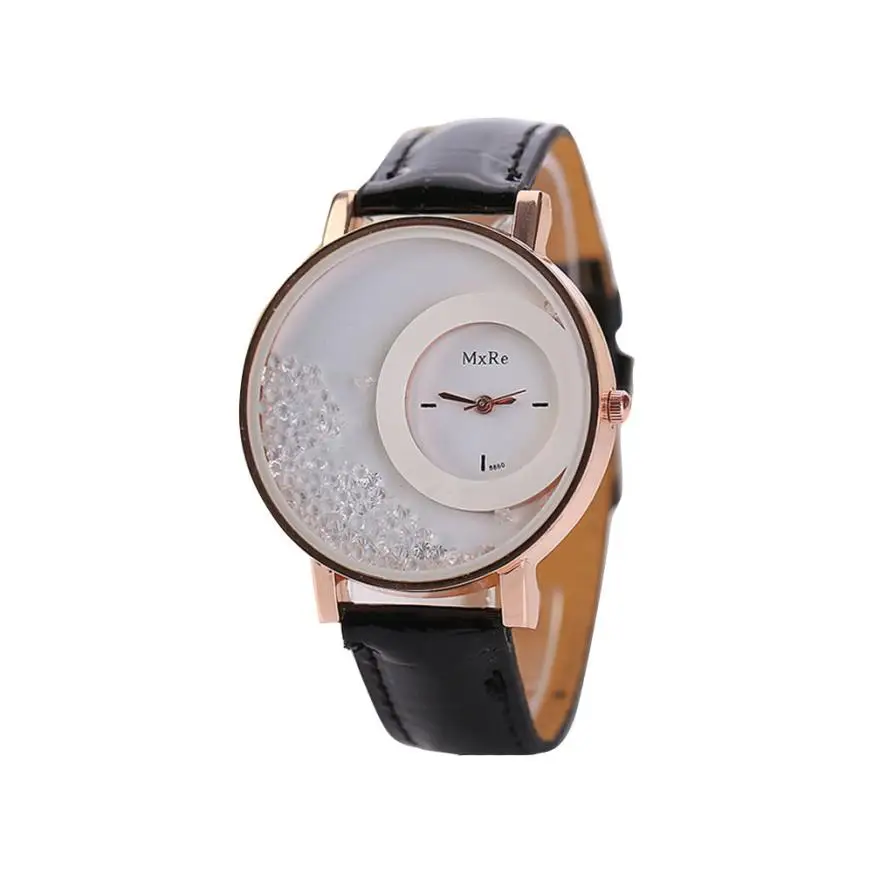 

Moment # L05 2018 Woman Leather Quicksand Rhinestone Quartz Bracelet Wristwatch Watch