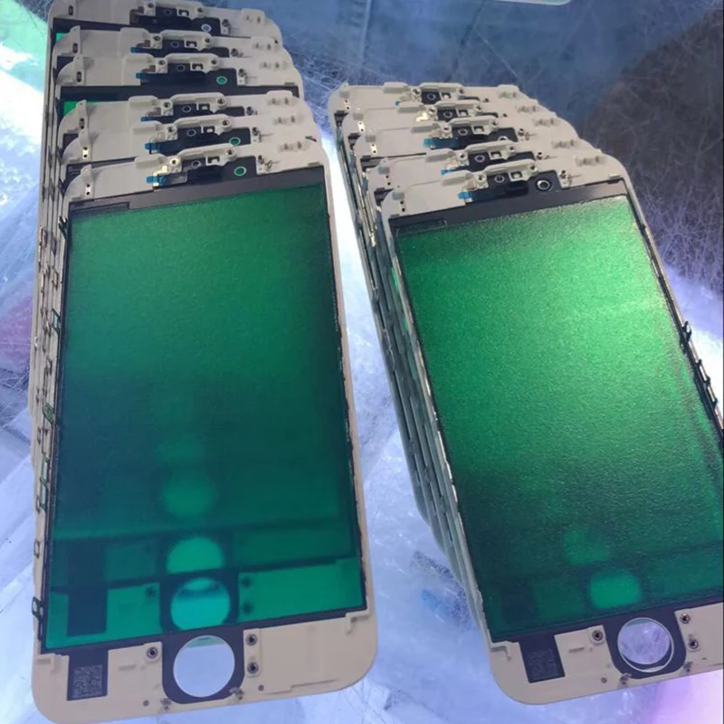 Koop 10 stks partij 3 in 1 Voor Glas Lens + Frame Bezel Voor iPhone 5 5 s 6 Plus 6 s plus 7 Plus 8 Plus AAA Grade Kwaliteit Reparatie Deel