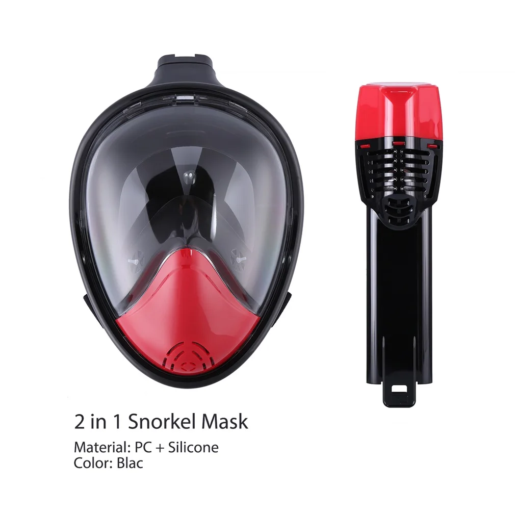 

Full 180 degree Wide view Dry Snorkel Mask Red & Black Camber Surface Design Anit-fog FOR Action Camera