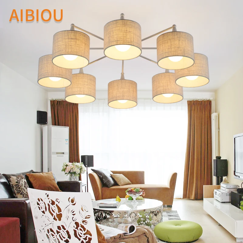 

AIBIOU LED Chandelier With Cloth Lampshades For Living Room Elegant Ceiling Mounted E27 Chandeliers Fabric Kitchen Lightings