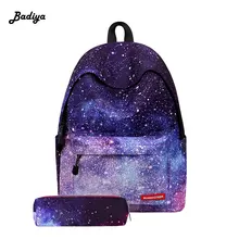 

New Student Backpack Teenagers School Bag Knapsack Starry Sky Pattern Solid Color Message Backpack