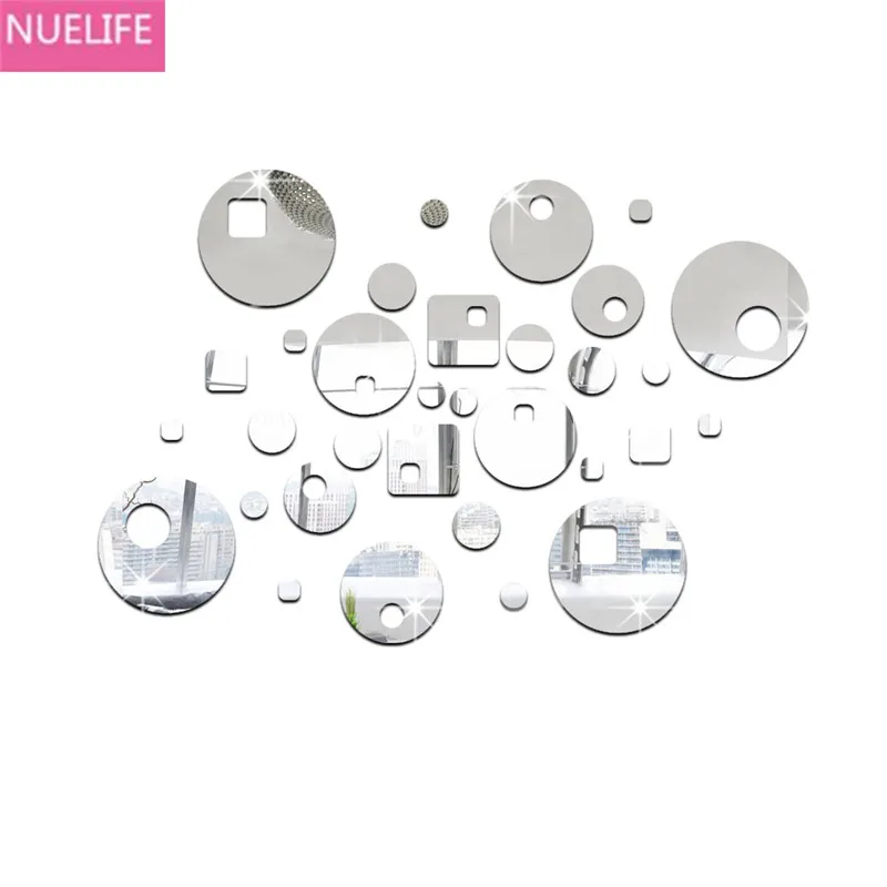 

45x30cm Different sizes irregular circular patterns mirror stickers wedding room dining room living room Wall stickers N4