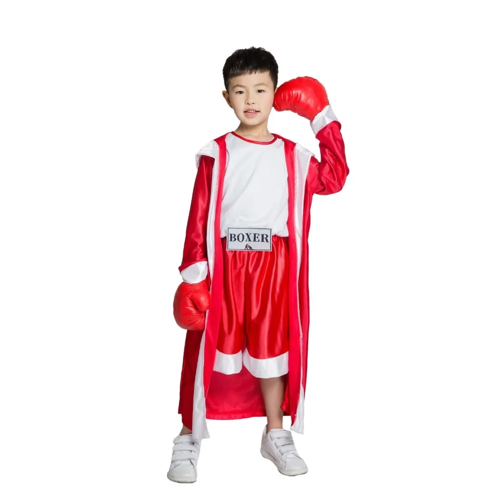 Детский костюм боксеры Rocky Balboa красно синий с накидкой вечерние костюмы для