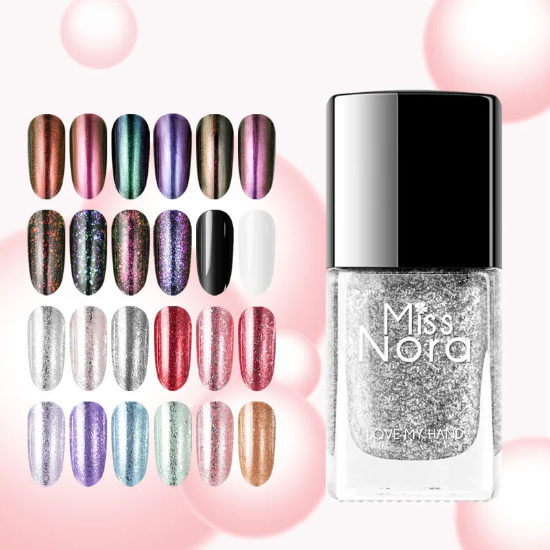 MISS NORA Holographic Shine Nail Polish 6ml Silver Glitter