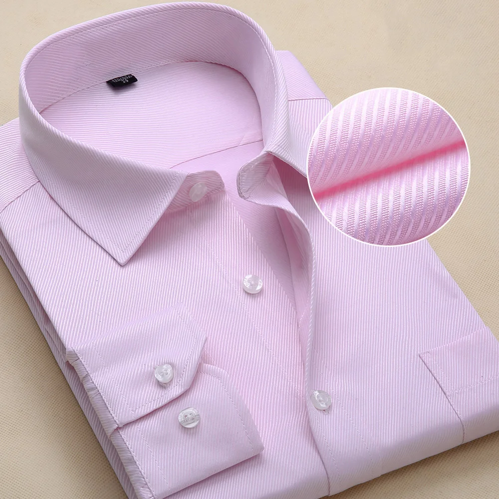 Plus Size Men Dress Shirts Long Sleeve Solid Business Formal White Man Shirt Fashion Male Social Big Size Shirts