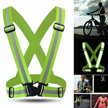 Высокая видимость светоотражающий жилет Регулируемый эластичный ремень флуоресцентная рабочая одежда унисекс Открытый Ночной Безопасный Жилет для бега