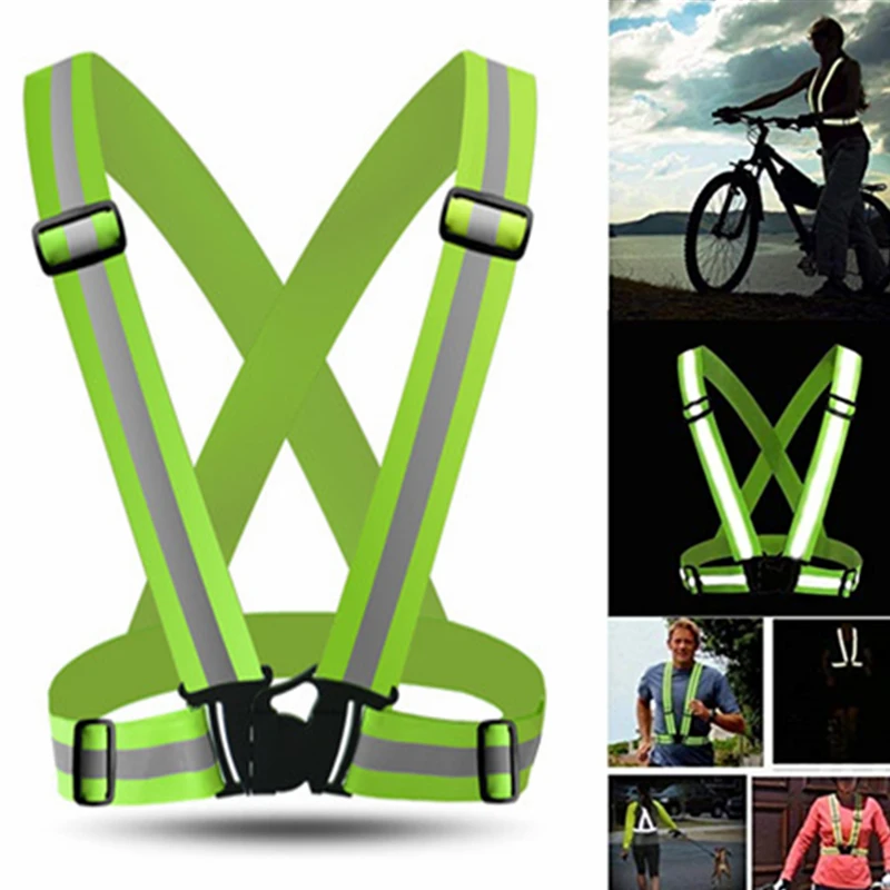 

High Visibility Reflective Vest Adjustable Elastic Strap Fluorescence Work Clothes Unisex Outdoor Night Running Safety Vest