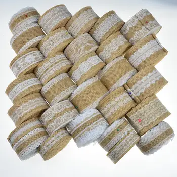 

2M 2.5-5cm Natural Jute Burlap Ribbon Rustic Vintage Wedding Decor Hessian Lace Jute Roll Merry Christmas Party Supplies DIY