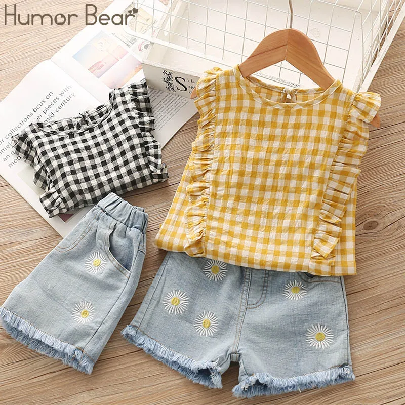 Humor Bear/Коллекция года, летняя детская одежда модная футболка с фруктовым бантом и цветочным принтом+ штаны, комплекты для малышей комплект одежды для детей, одежда для маленьких девочек