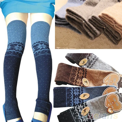 

Women Snowflake Thigh High Leg Warmers Socks Winter Over Knee Boot Cuff 1V3Y