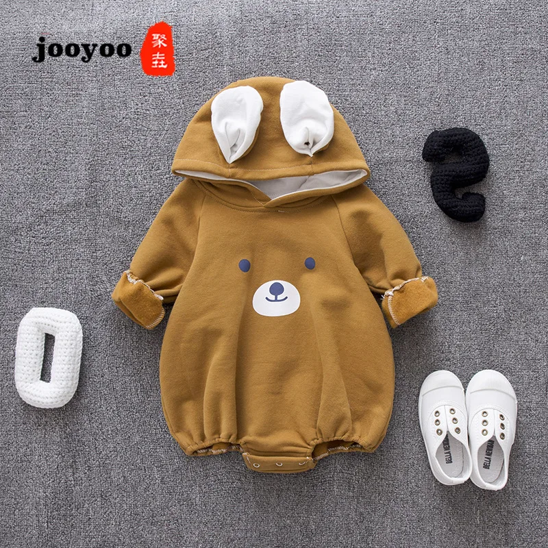 

New Style Baby Cotton Jumpsuit Long Sleeves Triangle Thickened Autumn and Winter Bear Clothing