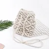 Vintage Woven backpack cotton rope bucket small straw bag vacation travel mini fresh backpack hand-woven bags 3