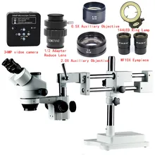 3.5X 7X 45X 90X Double Boom Stand Zoom Simul Focal Trinocular Stereo Microscope 34MP Camera Microscope For Industrial PCB Repair
