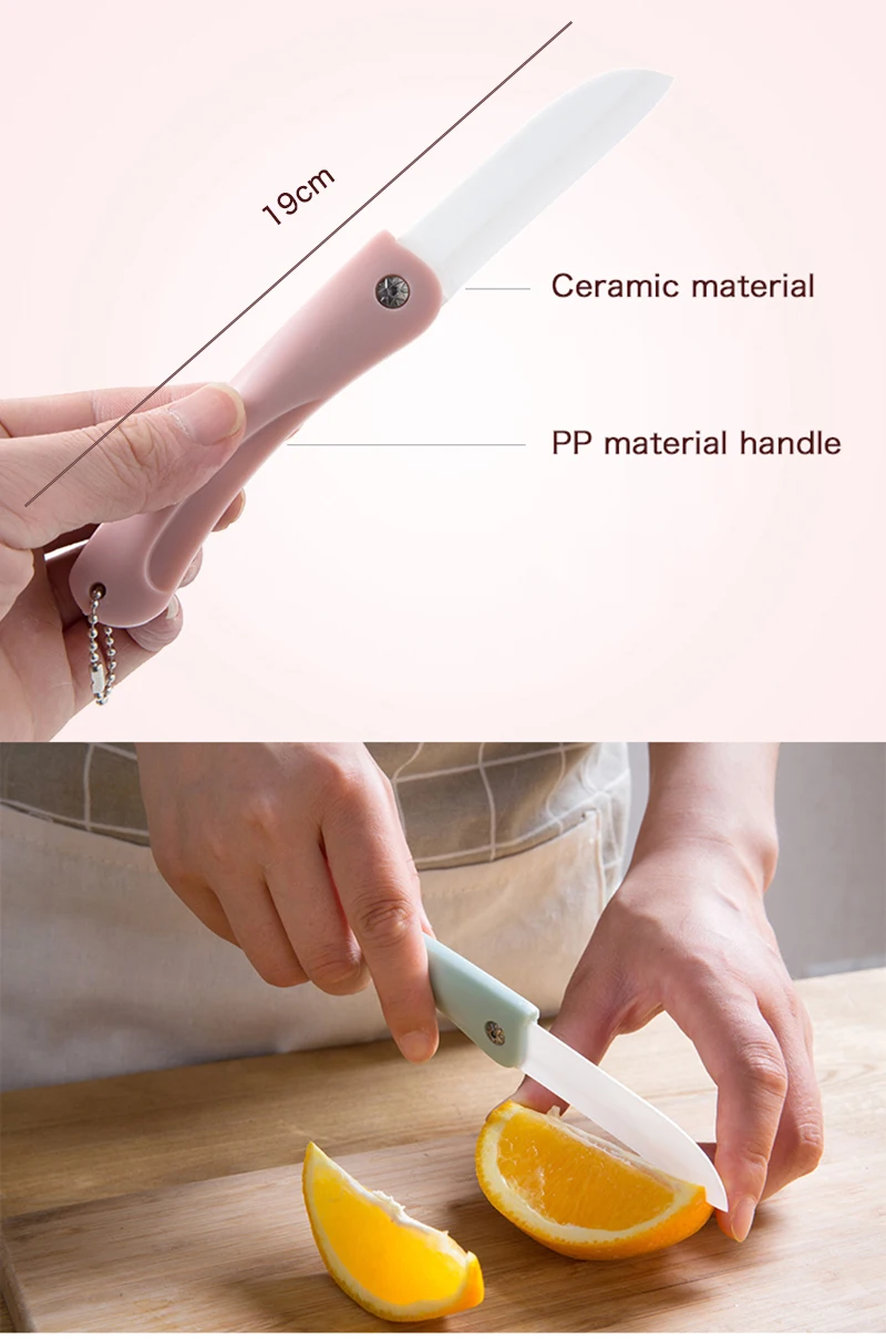 TUUTH Folding Ceramic Knife 3 inch Colorful Handle Fruit Ceramic Paring Kitchen Knife Accessories A3