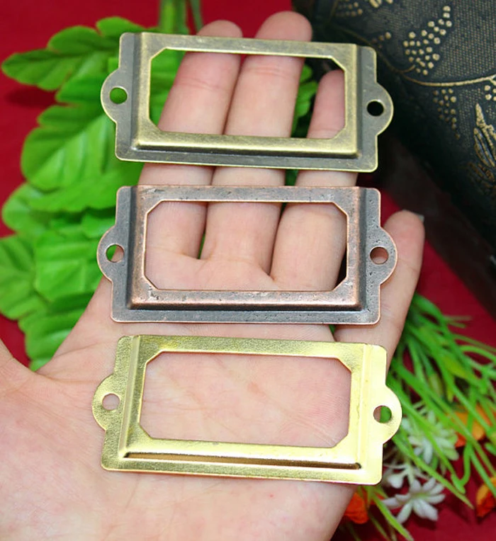 Antique Office Library 70x33mm File Cabinet Drawer Name Card Label Holder Frames Name Plate Book Plate