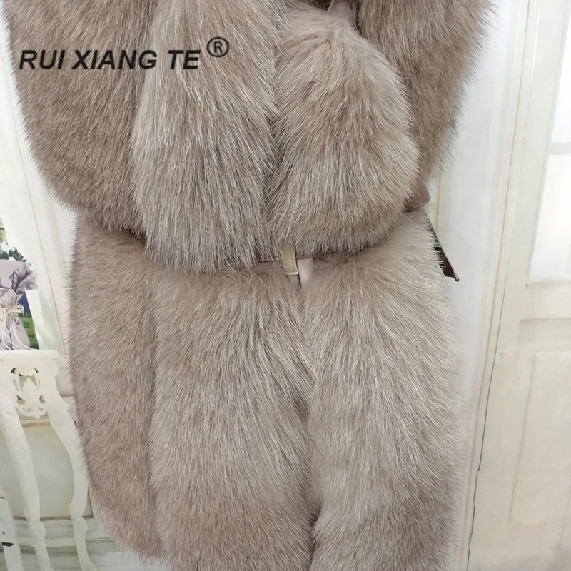 RuiXiangTe WOMEN real fox fur coat winter natural real fox vest fur fox vest jacket with girdle fur vest sleeveless genuine fur