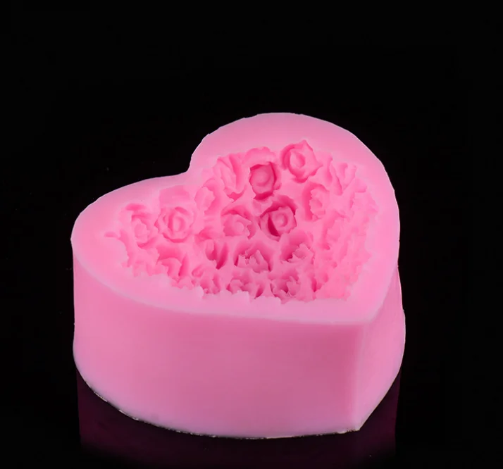 DIY Rose heart chocolate soap silicone mold DIY cake silica gel mold
