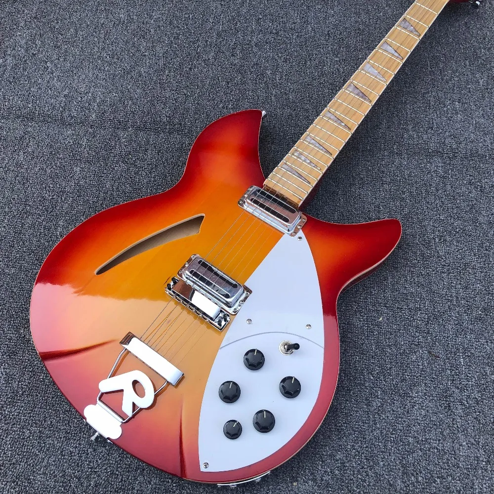 

Factory direct 360 electric guitar maple fingerboard 6 string electric guitar cs paint, half empty core, R bridge free shipping